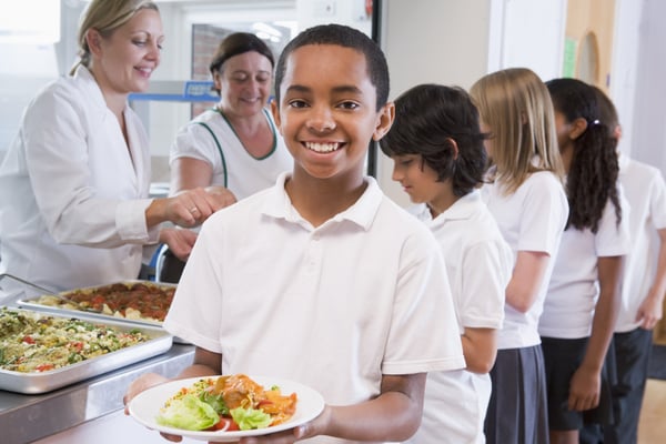 happy student in cafeteria